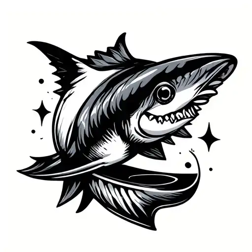 classy druggy chick pool shark fin tattoo design idea
