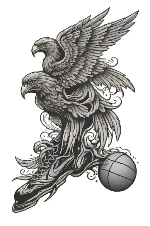basketball and wings tattoo design idea