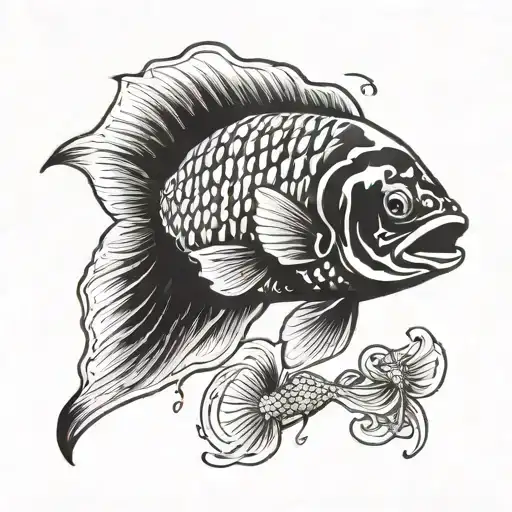 Oscar fish jumping tattoo design idea