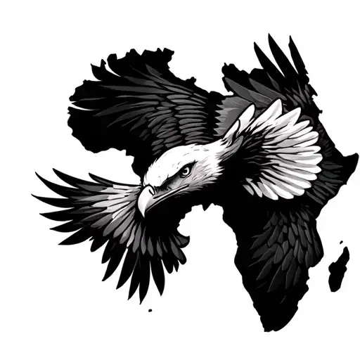 african continent with an eagle soaring tattoo design idea