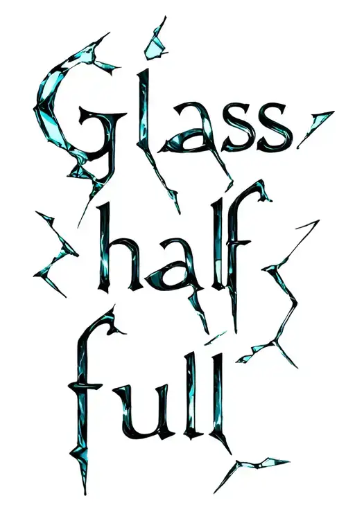 "Glass half full" broken shards of glass tattoo design idea