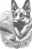 German shepherd saying "diabetes" American flag mountain scene tattoo design idea