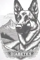 German shepherd saying "diabetes" American flag mountain scene tattoo design idea
