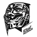 A cyberpunk tattoo featureing AT&F and HEXRAzor with a elelment of the guy faux anonymous mask tattoo design idea