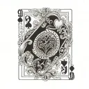 two 9 of hearts black jack tattoo playing cards arranged angled holding, minimal colours  tattoo design idea