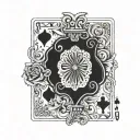 two 9 of hearts black jack tattoo playing cards arranged angled holding, minimal colours  tattoo design idea
