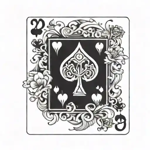 two 9 of hearts black jack tattoo playing cards arranged angled holding, minimal colours  tattoo design idea