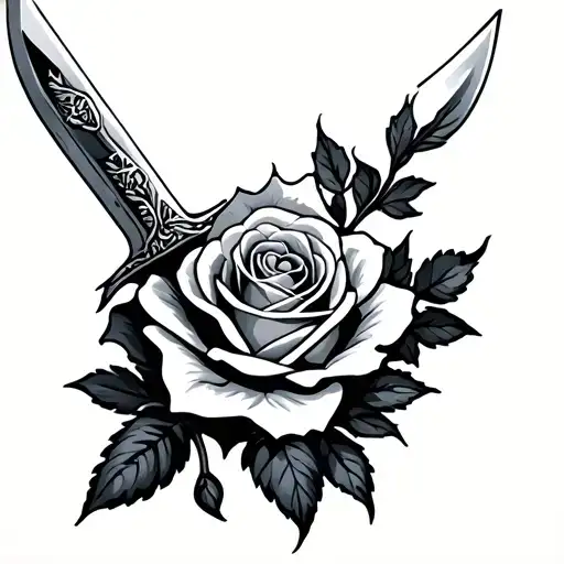 Yorkshire rose with a scimitar  tattoo design idea