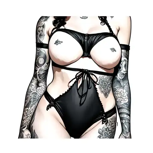 sexy demond girl wearing thong tattoo design idea