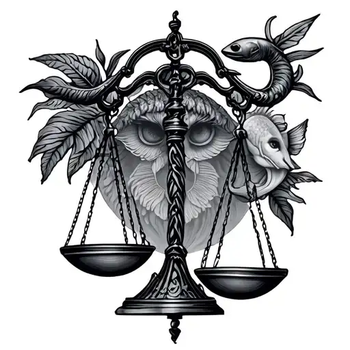 libra scales with Gemini and Pisces tattoo design idea