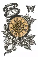 broken clock tattoo design idea