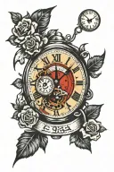 broken clock tattoo design idea