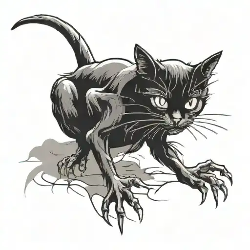 black cat with broken bones spider tattoo design idea
