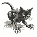 black cat with broken bones spider tattoo design idea
