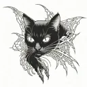 black cat with broken bones spider tattoo design idea