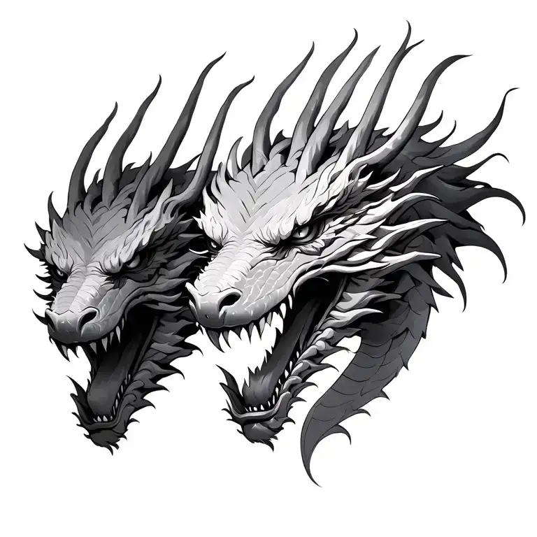 three Dragon head emerging tattoo design idea