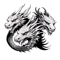 three Dragon head emerging tattoo design idea