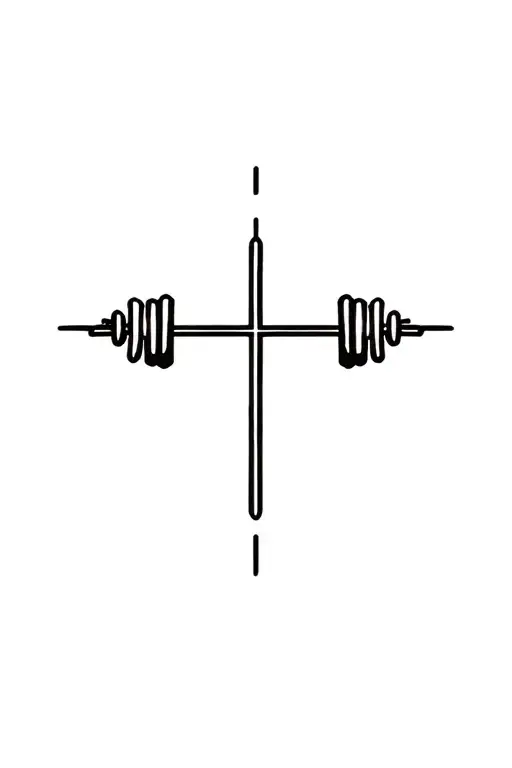Cross barbell intertwined tattoo design idea