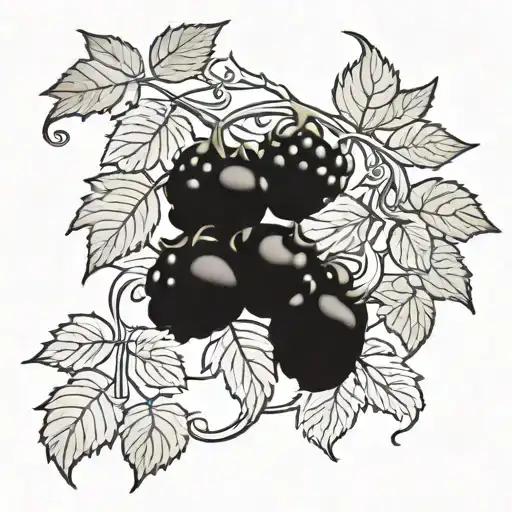 vine with blackberries intertwined tattoo design idea