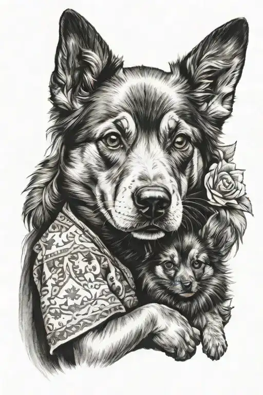 washington state california child holding dog tattoo design idea