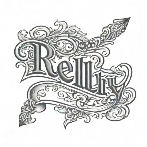 family name reilly in manly font just above the knee tattoo design idea