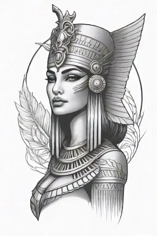Cleopatra egyptian goddess tattoo design idea