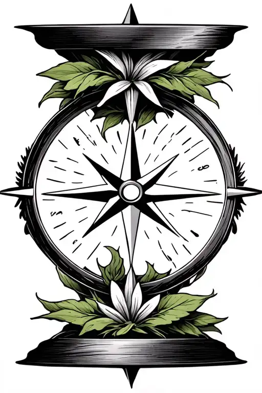 Compass hourglass nature lily hemp leaf play station symbol interlocking tattoo design idea