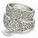 wedding date silver wedding rings flowers intertwined tattoo design idea