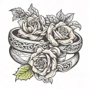 wedding date silver wedding rings flowers intertwined tattoo design idea