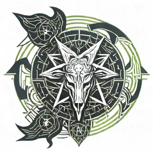 layer the sigil of baphomet with the sigil of Lilith tattoo design idea