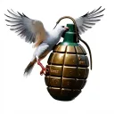 dove carrying grenade tattoo design idea