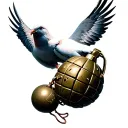 dove carrying grenade tattoo design idea