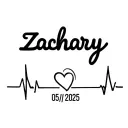 "Zachary 05/01/2025" callgraphy font tattoo with heart beat line tattoo tattoo design idea