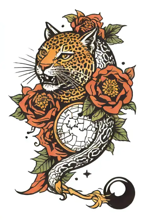 Moon, astrological, animal print  tattoo design idea