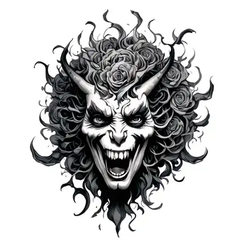 demonio muscara clusters jealousy tattoo design idea