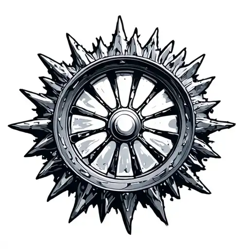 a sterring wheel made from sharp ice tattoo design idea