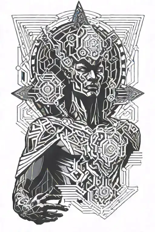 male god full body symbolizing power and rebirth tattoo design idea