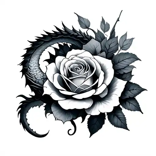 Skyrim dragon roses blooming tattoo design idea