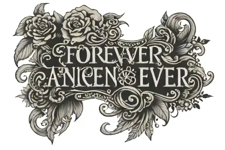 forever and ever amen words in fine line and lace and nautical animals tattoo design idea