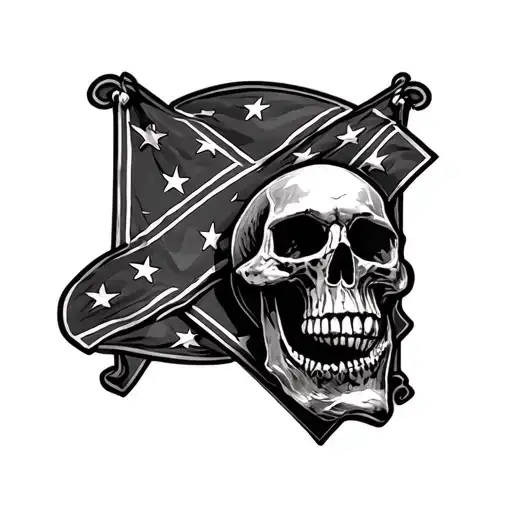 skulls and confederate flag intertwined tattoo design idea