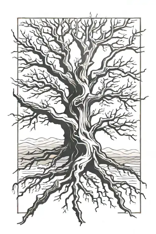 dead tree tattoo design idea