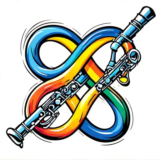 Clarinet, flute, colorguard with infinity symbol intertwined tattoo design idea