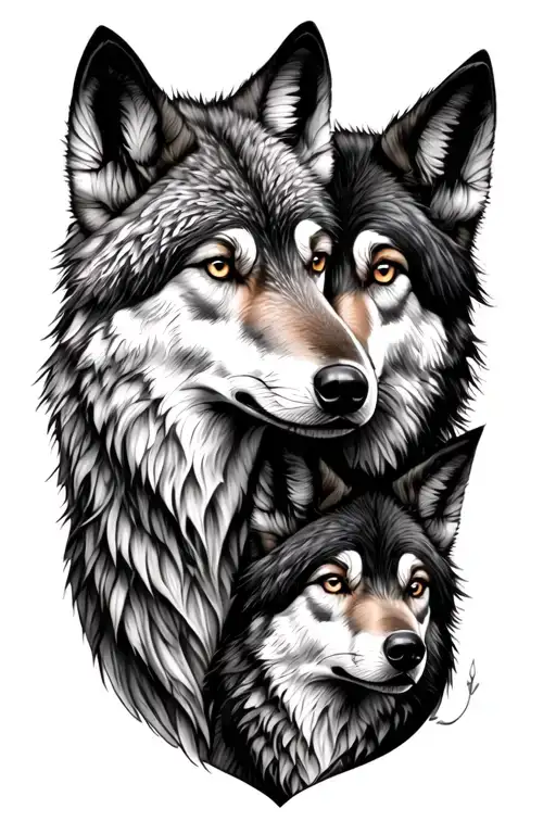 couple tattoo Wolf and Forrest  tattoo design idea