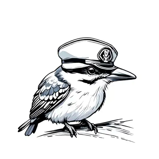 kookaburra wearing a sailors hat tattoo design idea