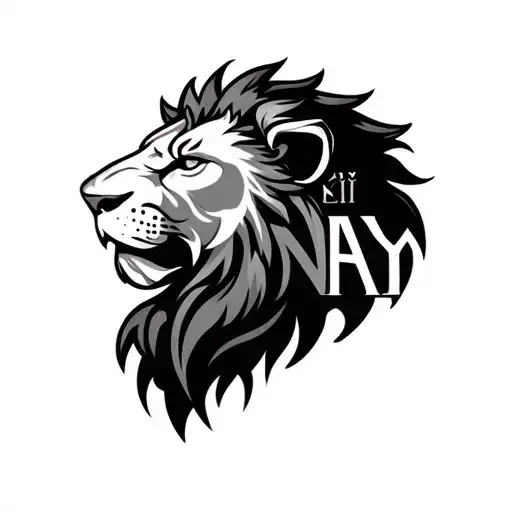 make a tattoo of erik's name with a lion's head tattoo design idea