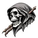 skeleton grim reaper head tattoo design idea