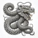 vajra and snake coiled tattoo design idea