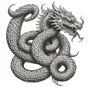 vajra and snake coiled tattoo design idea