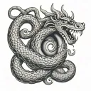 vajra and snake coiled tattoo design idea