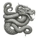 vajra and snake coiled tattoo design idea
